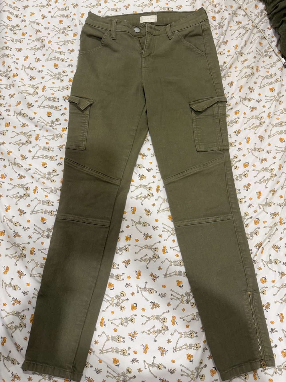 Altar'd State Olive Green Jeans with Floral Lining